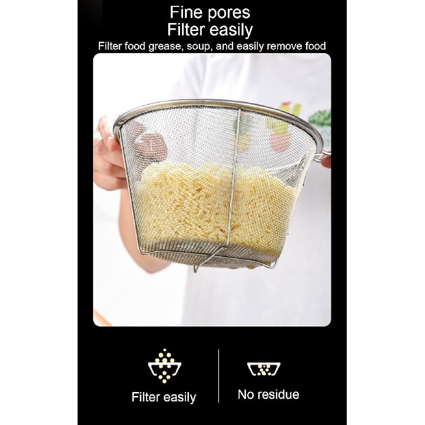 

Round Wire Mesh French Fry Serving Strainer with Handle for Deep Fryer 15cm