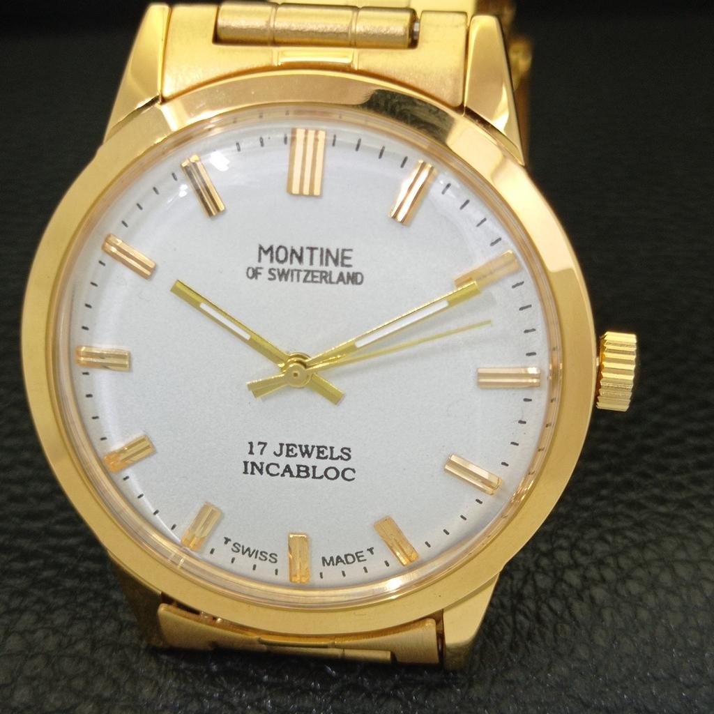 ZREKONSTRUOVANÉ VINTAGE PÁNSKÉ ZLACENÉ HODINKY MONTINE OF SWITZERLAND 17J a285404-10