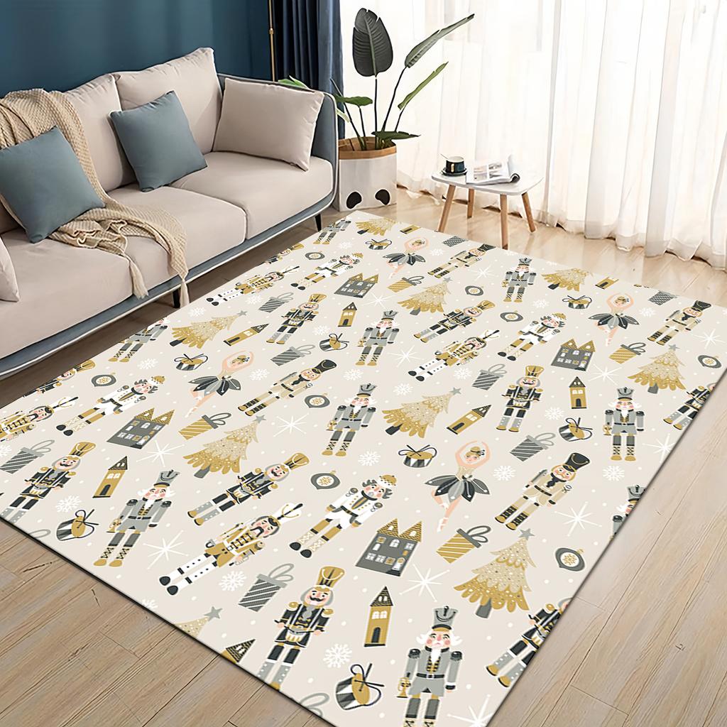 Merry Christmas Cartoon The Nutcracker Doll Festival Gift Carpet Rug for Living Room Bedroom Home Sofa Decoration,Non-slip Mat
