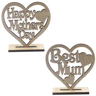 Ornement Décoration Maison Cœur d'Amour Cadeau Joyeuse Fête des Mères Artisanat Bois DIY Meilleure Maman Tranche de Bois