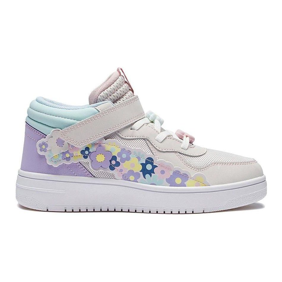 Li Ning Youth Shaohua 1.5 Comfortable Versatile Durable Mid-Top Kids Skate Shoes Kids Skate Shoes Gray Blue Purple YKCS118-4