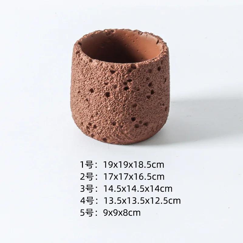 Nordic Cement Flowerpot Simple Personality Creative Imitation Volcanic Stone Indoor Succulent Potted Green Plant Flowerpot
