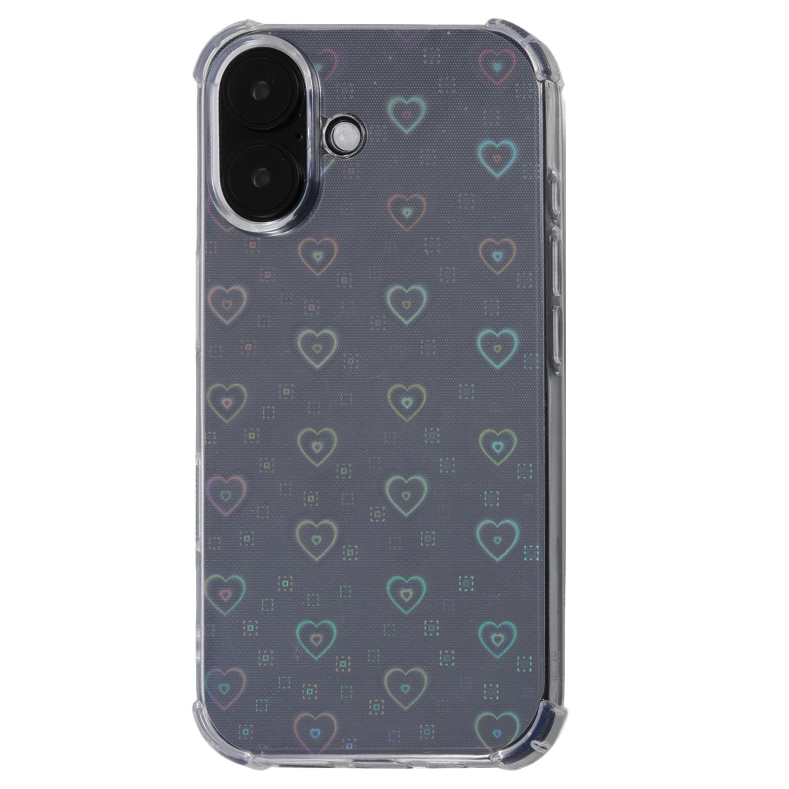

For iPhone 16 Plus Case Shiny Aesthetic TPU Phone Cover with Sparkly Paper Love Heart