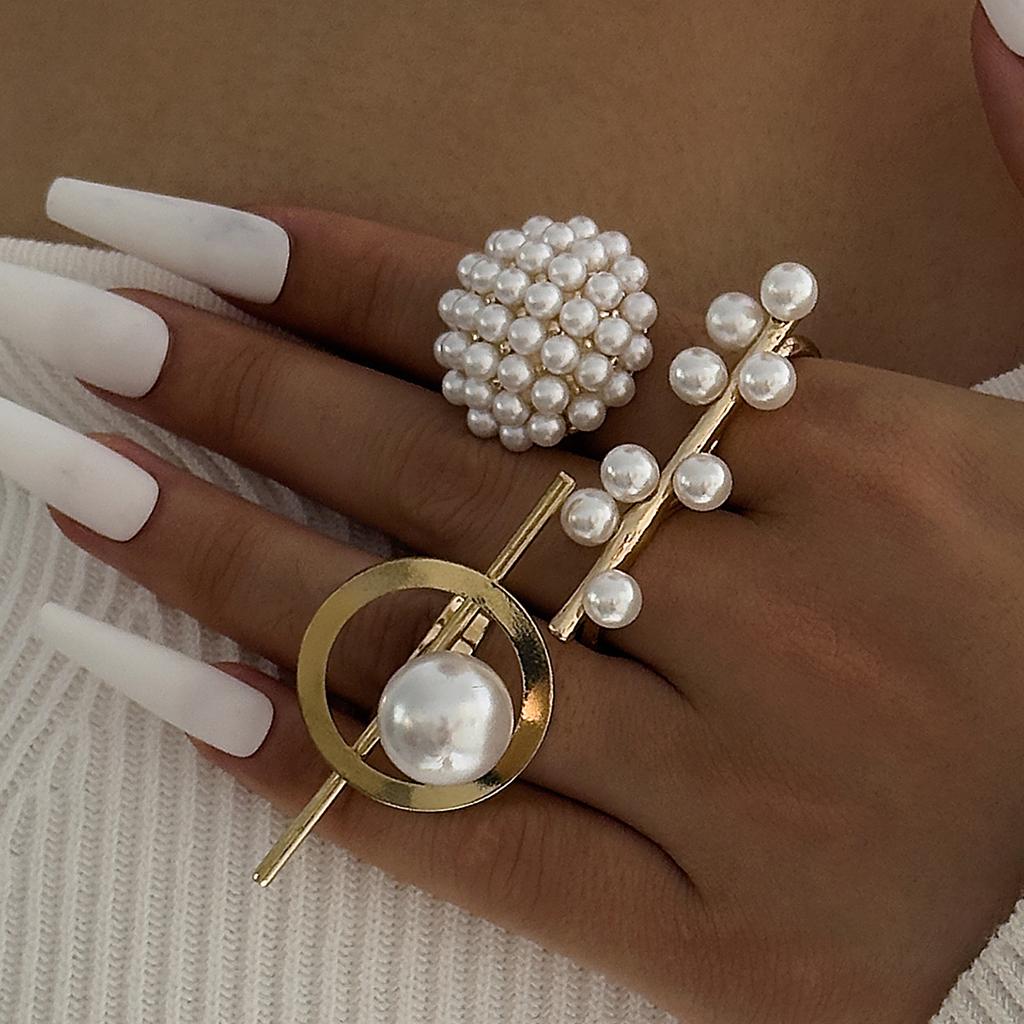 European and American Ethnic Style Carved Feather turquoise Ring Retro Personality Ring Set Combination Ring Set