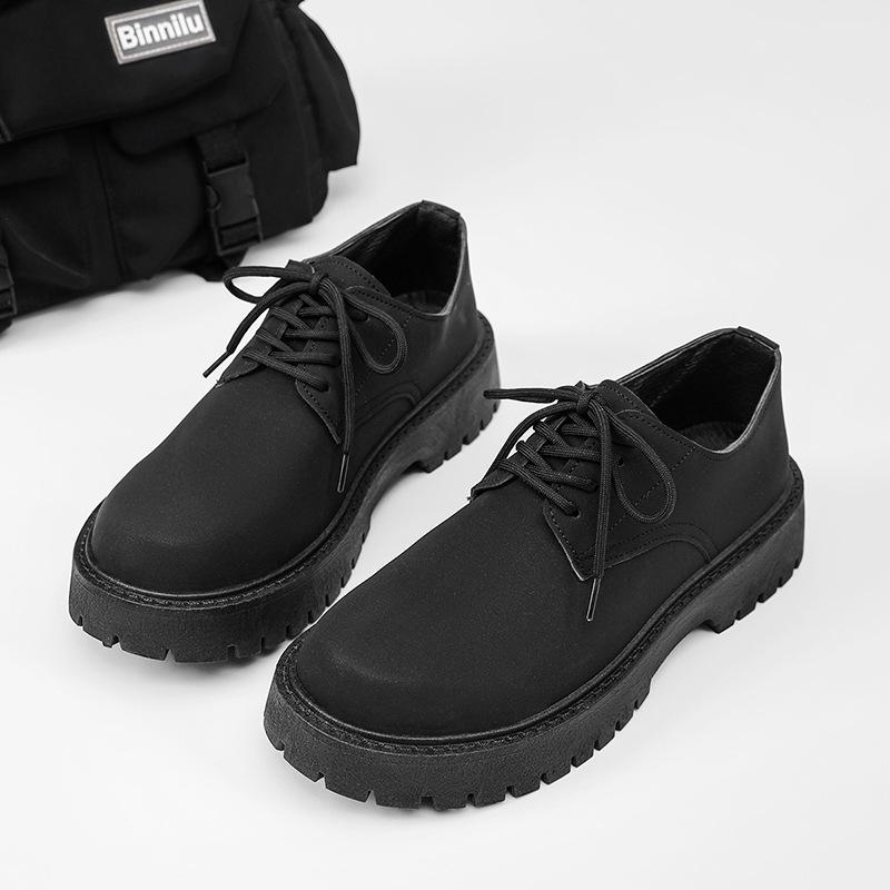 Autumn new British style casual black leather shoes waterproof platform big head classic men's business shoes