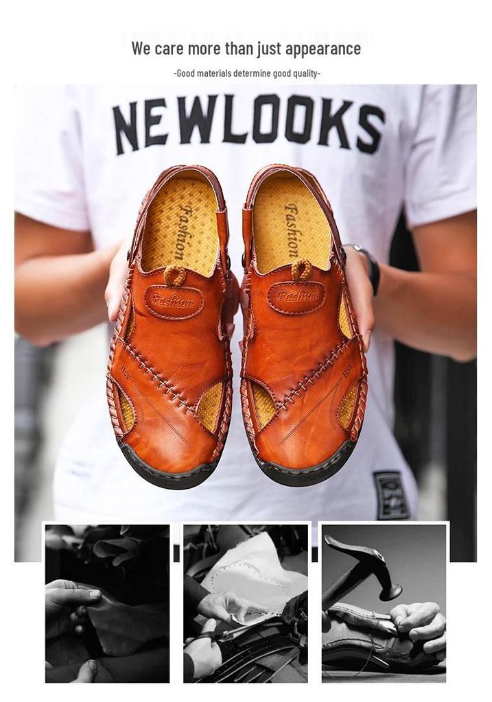 2025 Summer Plus Size Men's Closed-Toe Sandals & Casual Beach Shoes