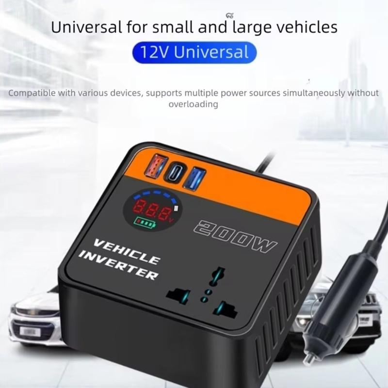 XA6H 12V 24V To 110V 220V Power Inverter Car Plug Adapter Outlet with USB Type C Port