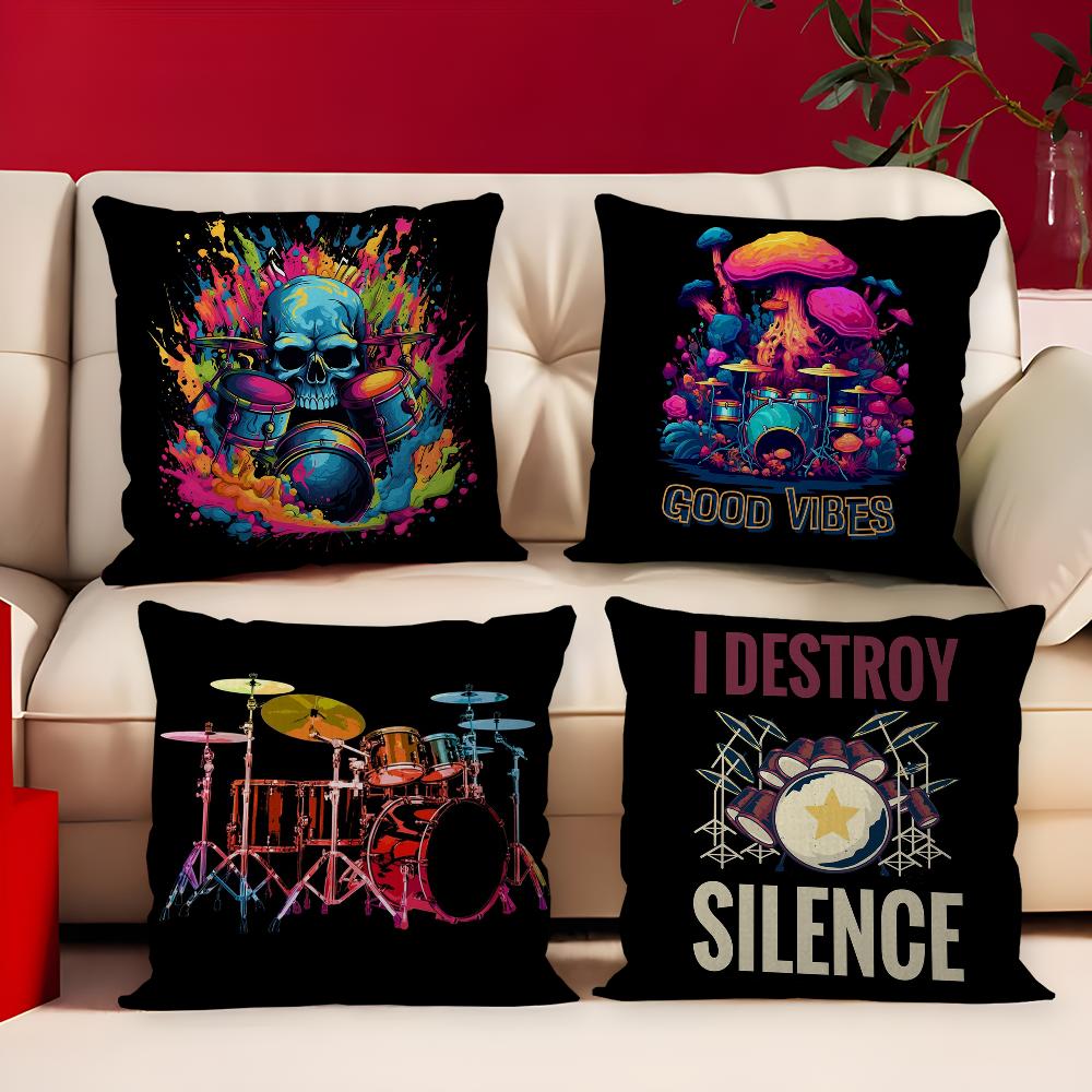 Cool Drum Kit Pillow Cushion Cover Pillowcase Living Room Sofa Home Decor Customized