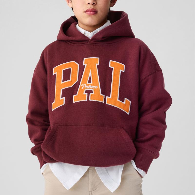 Palace X Gap Collaboration Ss24 Kids Hood Letter Print Loose Long Sleeve Hoodie Kids Hoodies Red 429089-BG