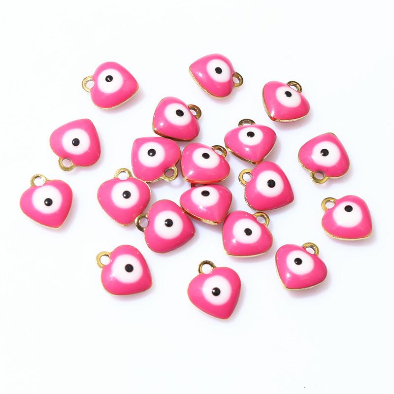 20pcs 9x8mm Enamel Evil Eyes Heart Charms Pendant Stainless Steel DIY Jewelry Making Accessories Findings Bracelet Earrings