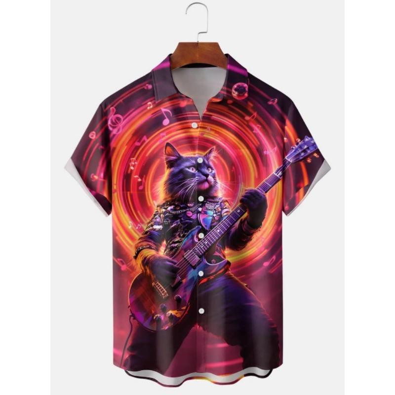 2026 Summer New Men's Top 3D Digital Printed Abstract Hawaiian Collar Short Sleeve Shirt