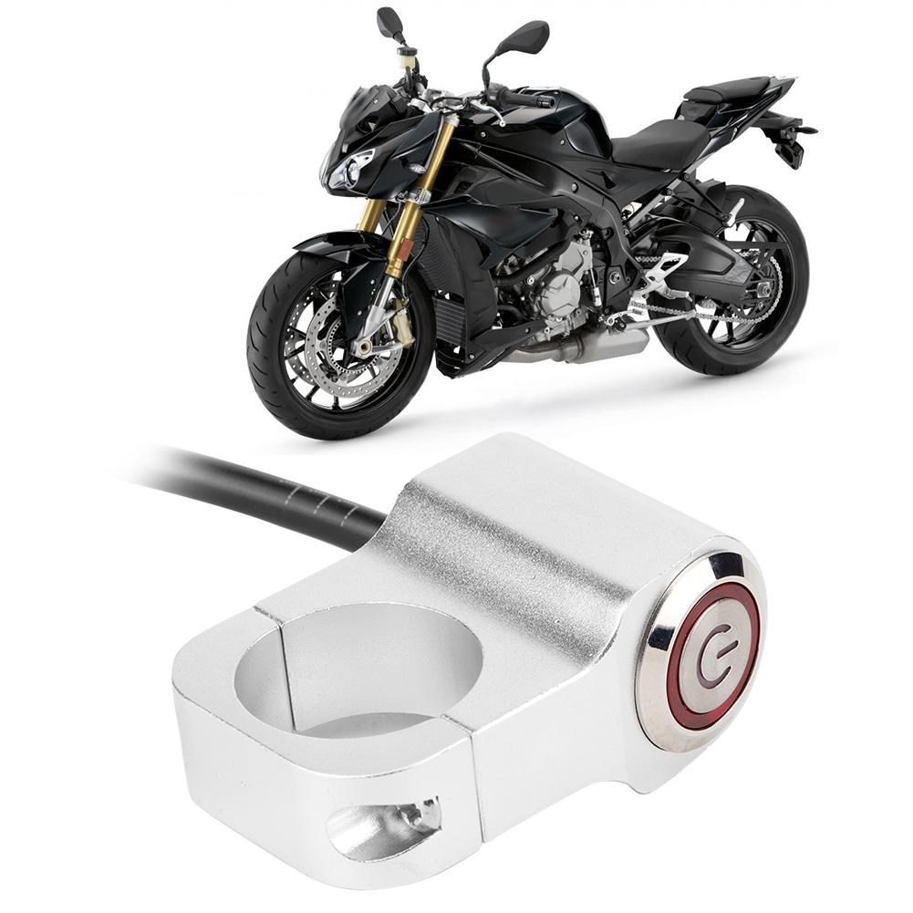 Handlebar Headlight Switch Aluminium Alloy with Red LED Indicator Light Motorcycles Modification Parts 25mm