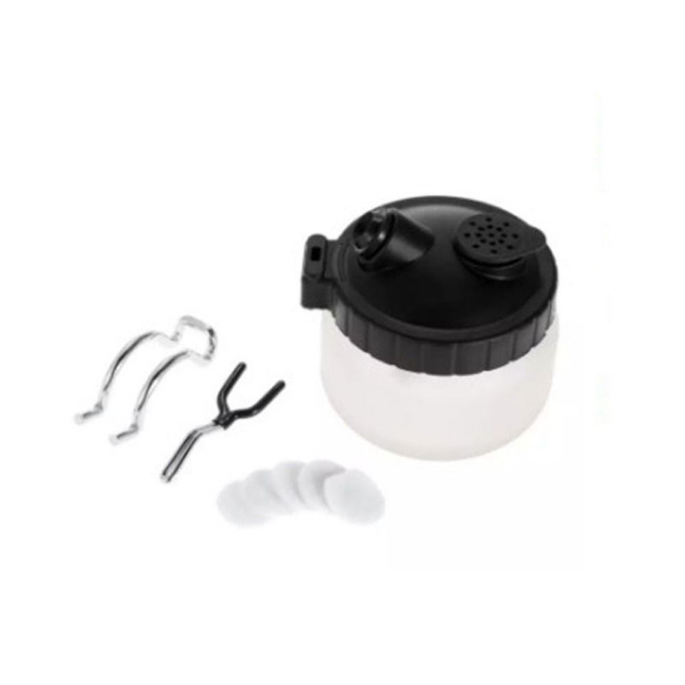 Metal Handle Airbrush Cleaning Jar with Cover Glass Bottle Waste Liquid Collector Modeling