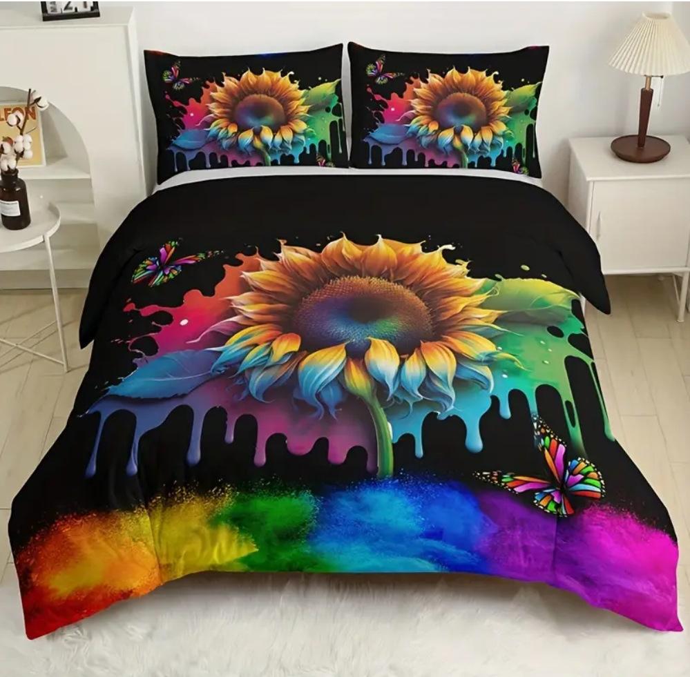 Dreiteilige Bettwäsche Heimtextilien Schmetterlingsdruck Bettbezug Digitaldruck 3D