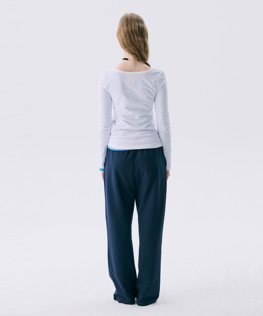 JUNEJUNE SPACE Solid Henry Neck T-Shirt_White