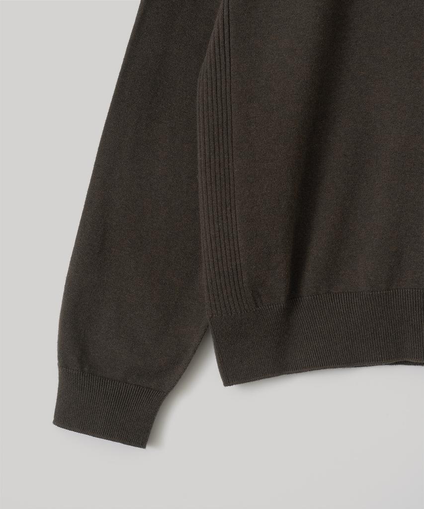 ANOTHER OFFICE Whole Garment Crew-Neck Knit (Dark Brown)