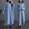 Spring Autumn Vintage Women Denim Dresses Vestidos Robe Elbise Loose Plus Size Fashion Long Sleeve Long Dress