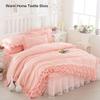 Korean Princess Duvet Cover 4 Piece Set Solid Color Ruffles Lace Quilt Cover And Pillowcase For Girl Woman Romantic Bedspread
