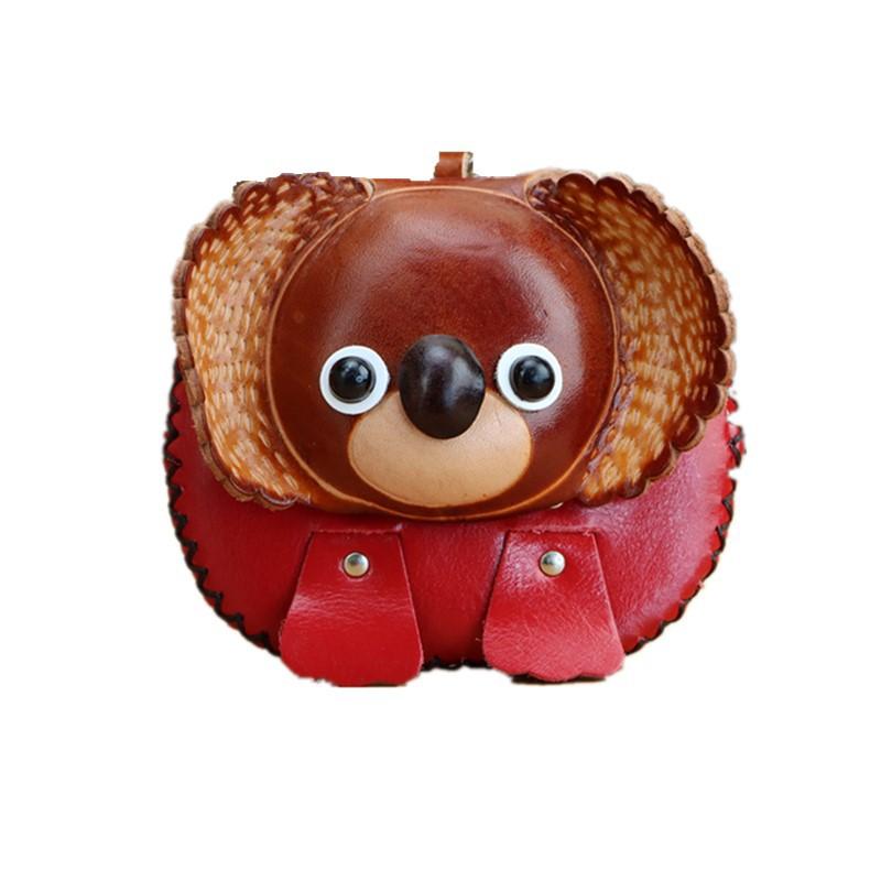 First Layer Cowhide Creative Small Koala Change Bag Tree Bag Bear Bag Flip Cover Children'S Hand Bag Card Bag Key Bag