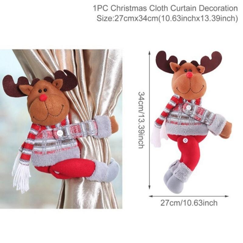 10 Santa Claus Elk Cartoon Dolls Curtain Buckles Curtain Ties Curtain Decoration Accessories Merry Christmas Home Decoration