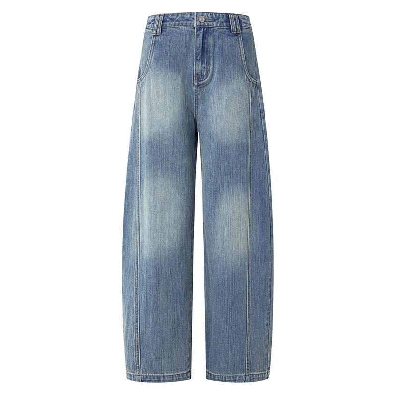 American Retro Silhouette Scimitar Jeans: Loose Wide-Leg Floor-Length Pants
