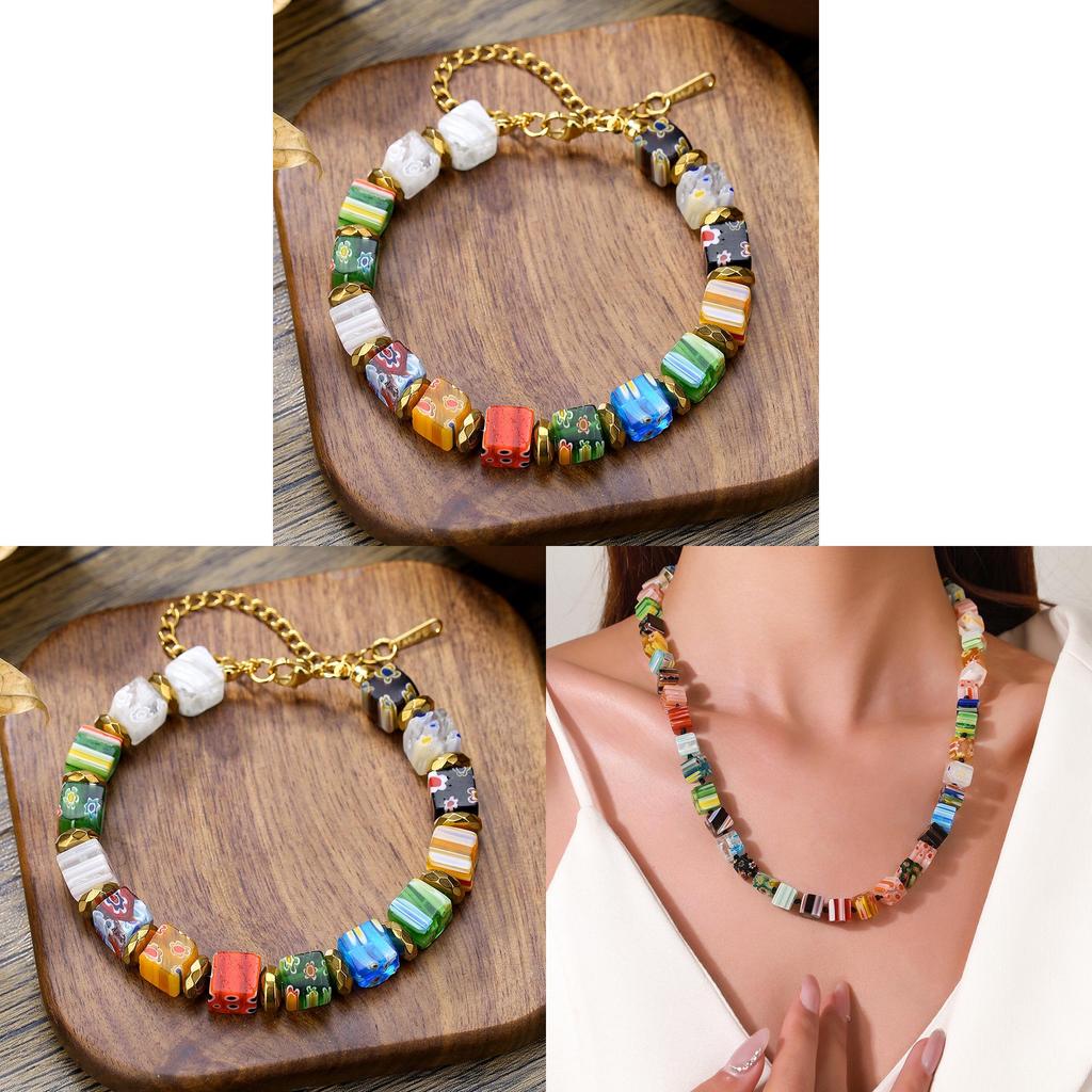 Gioielli fatti a mano in Vetro di Murano Millefiori con Stile Geometrico per Regalo, Viaggio, Occasione