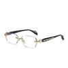Frameless Glasses for Women Men Anti Radiation Pochromic Fashion Alloy Transition Eyeglasses-