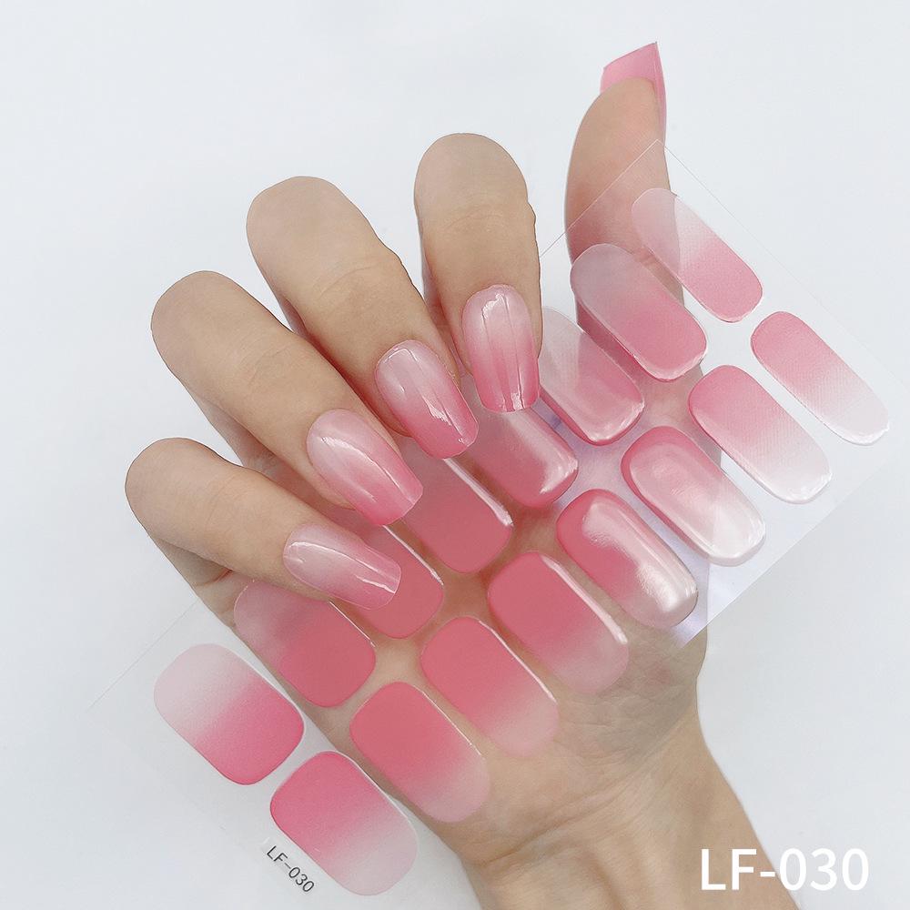 LF No-Bake Waterproof Gel Nail Stickers - Solid, Glitter, Color Block, Gradient Full Cover