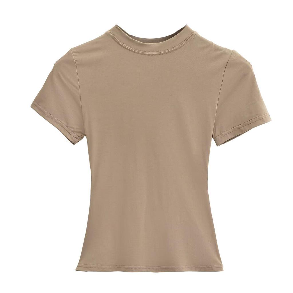 Sexy European & American Style Slim Fit Short Sleeve Round Neck T-Shirt - Versatile Summer Basic