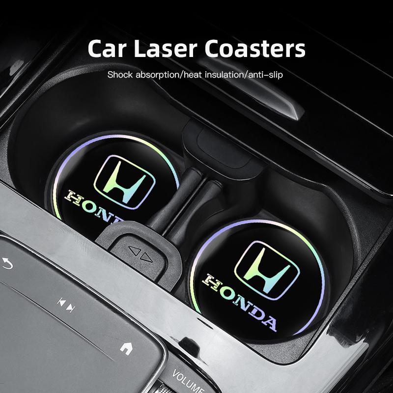 ARC1 2Pcs Car Water Cup Mat Auto Interior Storage Pad For Honda Civic Accord Crosstour Spirior Odyssey Avancier UR-V Sienna Elysion