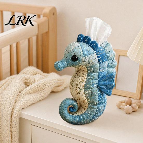 Clownfish Tissue Holder DIY Box, Top Opening Soft Fabric Cover, Marine Animal Theme Suede Texture Box Dispenser, Multipurpose Patchwork Designs Sewing