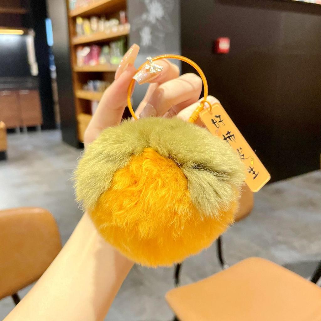 Real Rex Rabbit Hair Good Persimmon Happens Small Persimmon Pendant Everything Ruyi Persimmon Ruyi Plush Bag Pendant Keychain