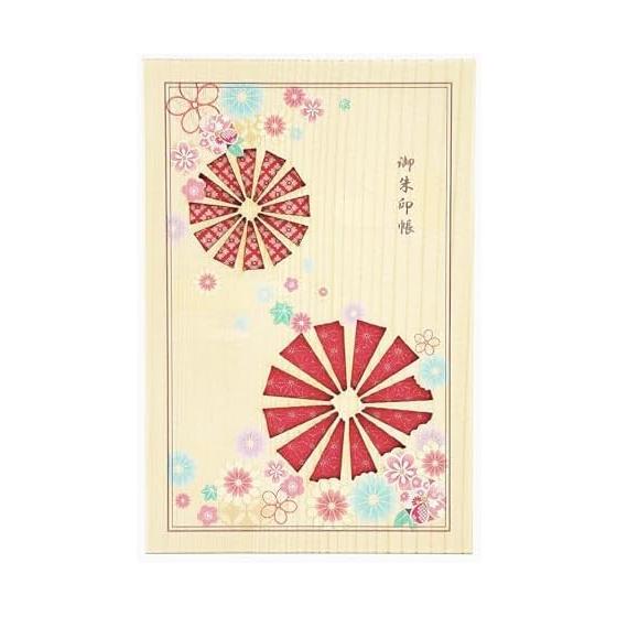 Goshuin book wooden cute bellows made in Japan 100 momi100 natural wood goshuin book (flowers and umbrella)