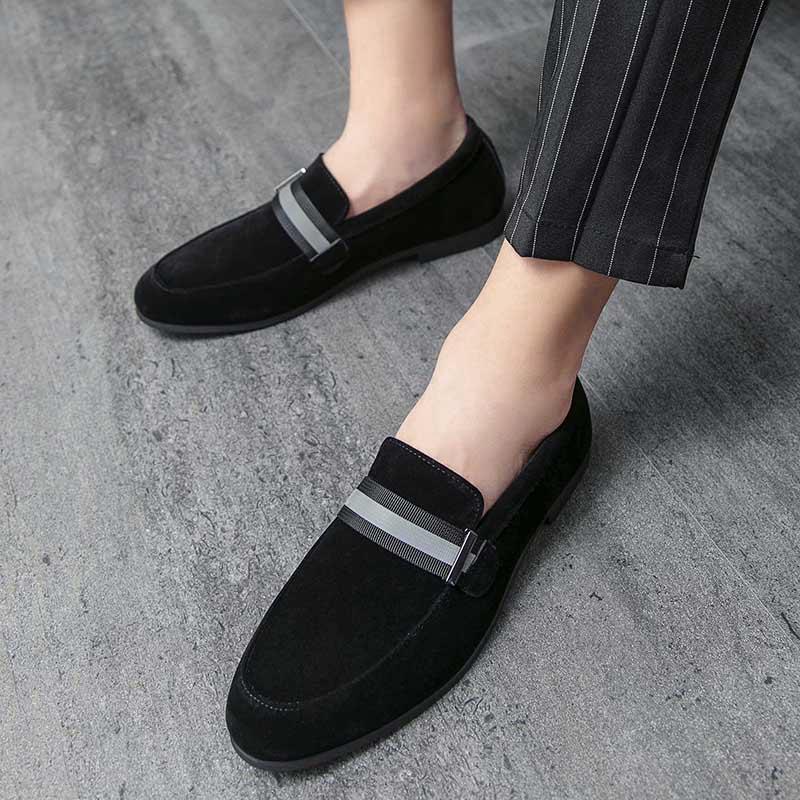 Fashion Luxury Fashion Designer New Black Brown Suede Leather Formal Shoes For Men Slip On Loafter Wedding Dress Homecoming