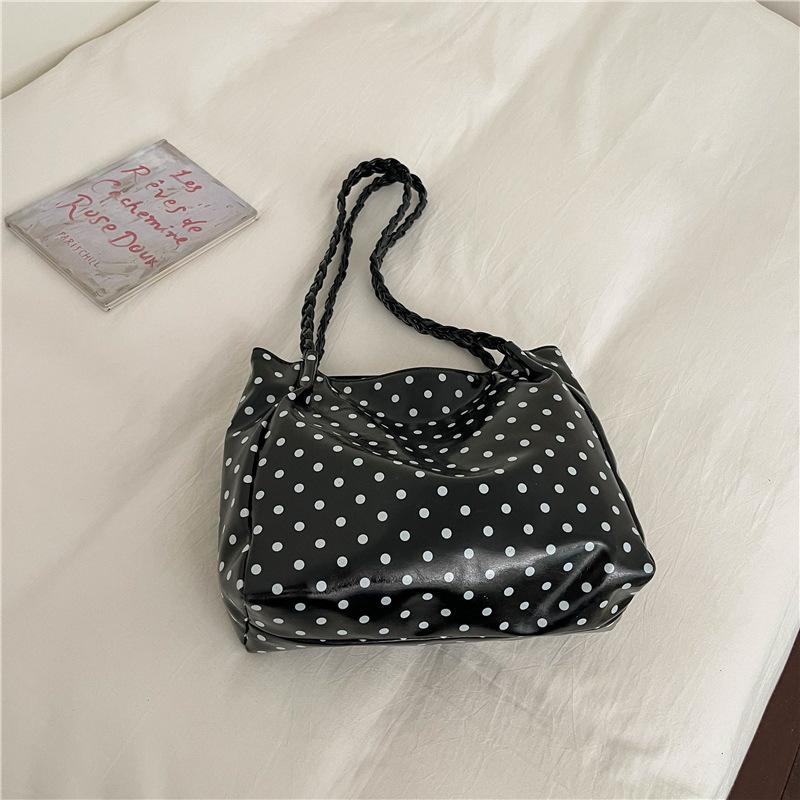Fashionable Polka Dot Shoulder Bag for Commuting, Large Capacity Bag, Hand-held Tote Bag