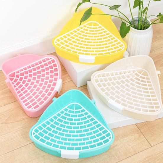Pet Toilet Convenient Rabbit Litter Box Easy To Clean Large Hollowed-out Triangular Area Small Animal Toilet Pet Supply