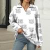 Women's Summer Fashion Casual  Printed V-Neck Long Sleeve Shirt Top