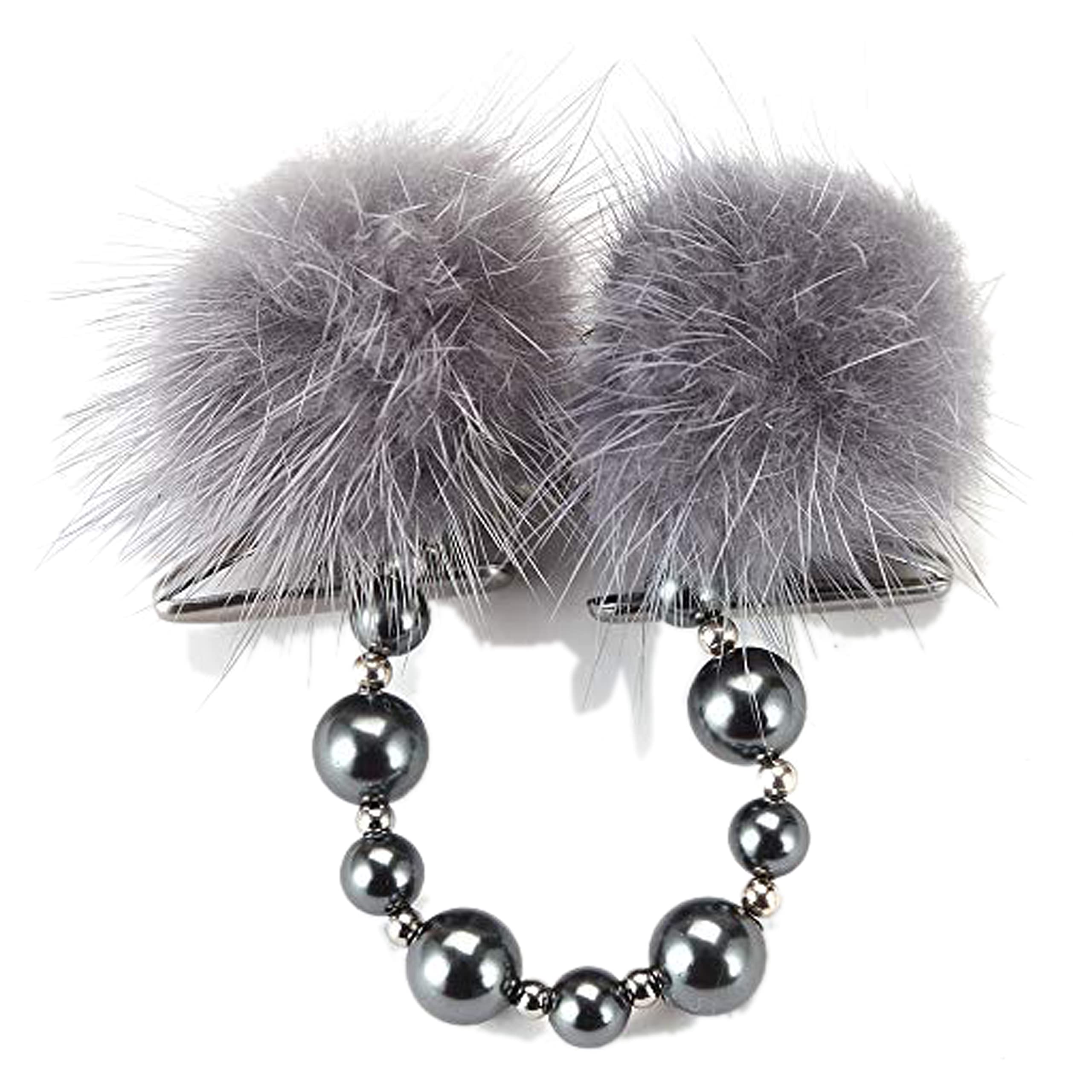 

Shell pearl cardigan with clip and fur [ZENON] (gray) сірий колір