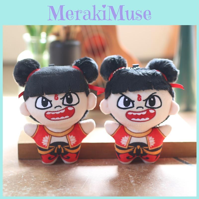 Nezha Plush Doll Keychain Mythology Collectible Pp Cotton Stuffed Gift For Kids