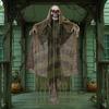 Creepy Doorway Ghost Ornaments Halloween Animatronics Hanging Decoration, Sound Activated Grim Reaper Prop with LED Secret Room Props Glowing Eyes And