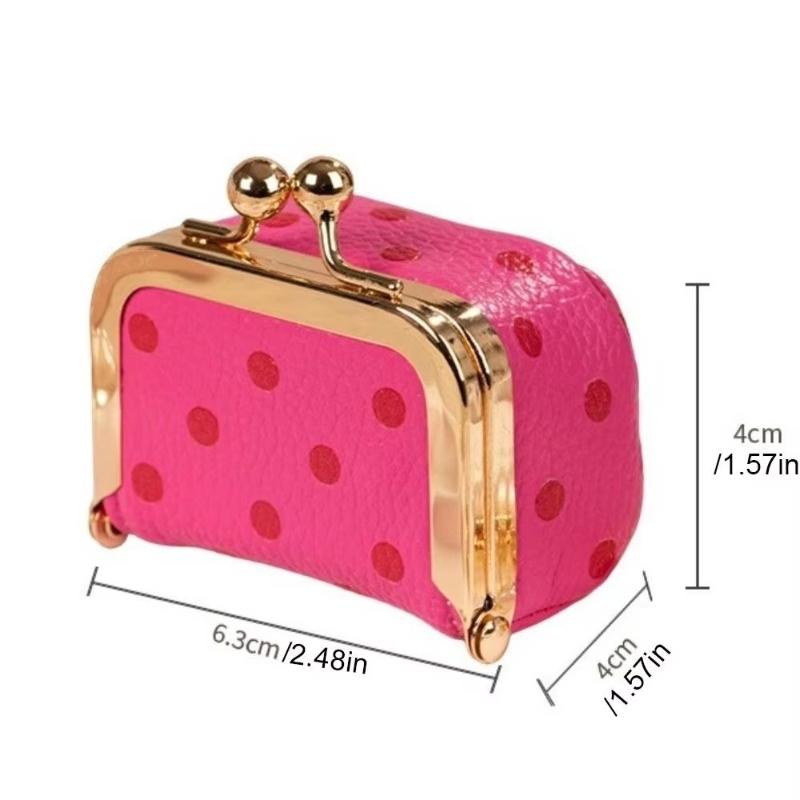 1Pcs Portable Polka Dot Kiss Lock Coin Purse Pu Leather Square Multifunctional Bag For Small Items Jewelry Earrings Storage Box