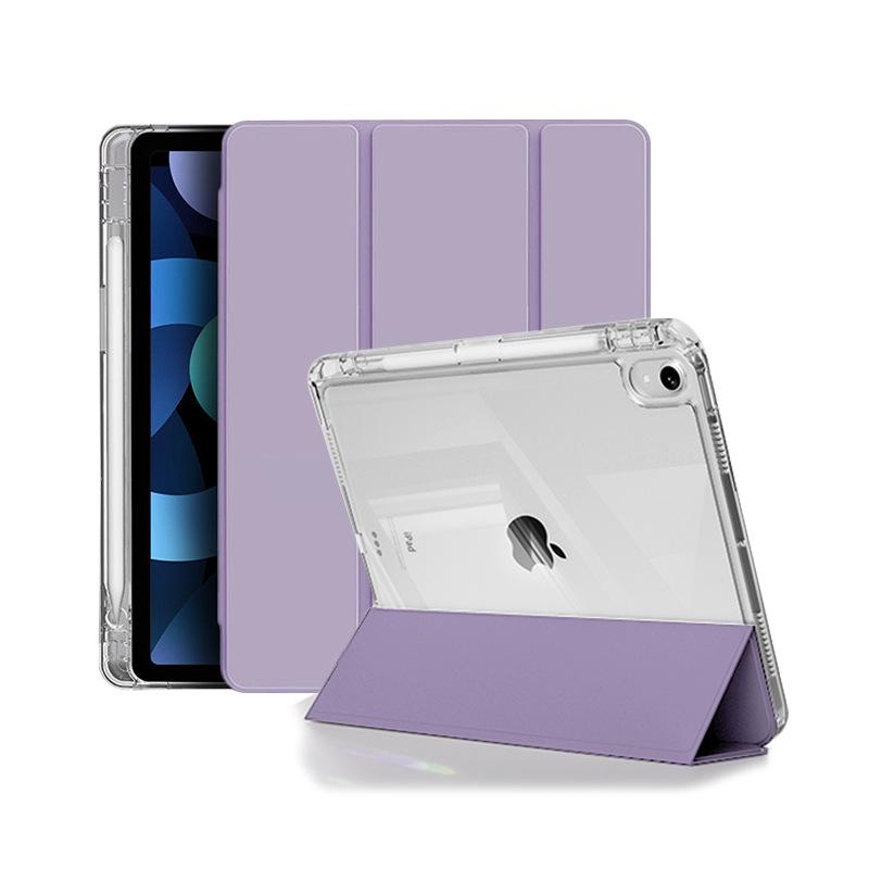 iPad Protective Case: Three-Fold Stand, Flip Cover with High Transparency, Anti-Drop Protection, and Pen Slot Design.