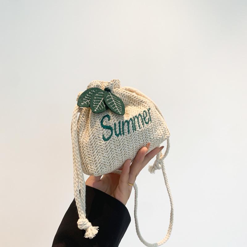 Ausländischer Stil Einfache und modische Kordelzugtasche Damen Sommer Vielseitige einzelne Schulter Umhänge-Eimertasche