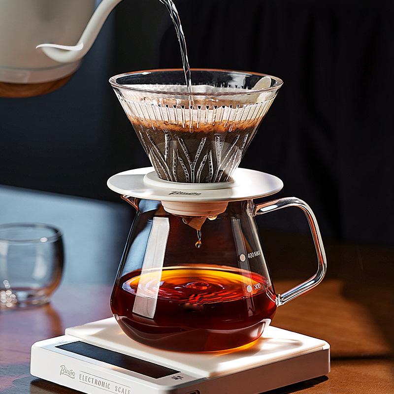 500ML Diamond Design Glass Coffee Carafe Glass Coffee Server for Drip Coffee Maker,Coffee Pot with Lid,Pour Over Coffee Filter 3pcs set