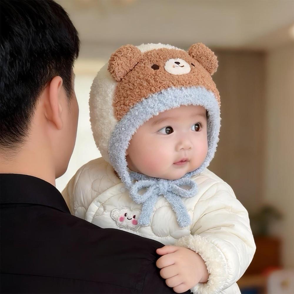 Thick Infant & Toddler Cartoon Plush Hat Knitted Animal Earflap Hat Winter Baby Hat Outdoor Wear