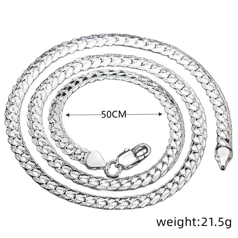 1pcs Silver Plated Necklace Women Simple Hip Hop Style 5mm Full Side Copper Chain Copper Lobster Clasp Jewelry