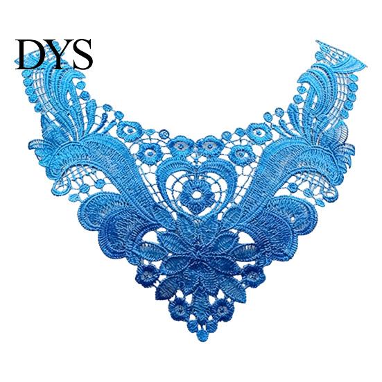Fashion Neckline Enhancement Floral Lace Collar Insert, Embroidery V-neck Applique, Elegant Sew on Applique Hollow Petal Design, Polyester Decorative