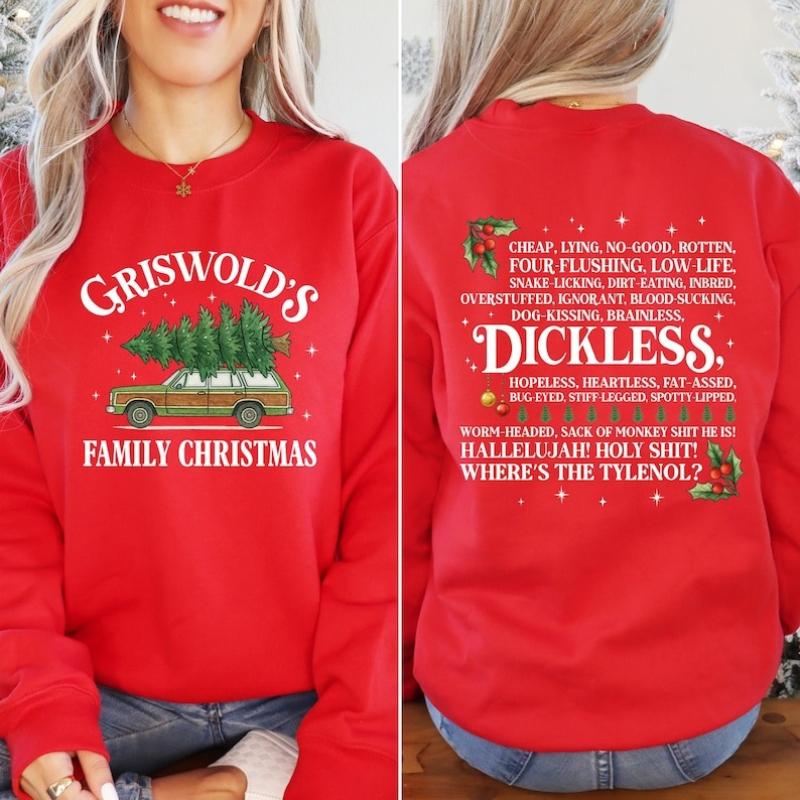 Sided Griswold Christmas Tree Movies Family Xmas National Lampoon Vacation Autumn and Winter Sweatshirt Warm Matching Hoodies