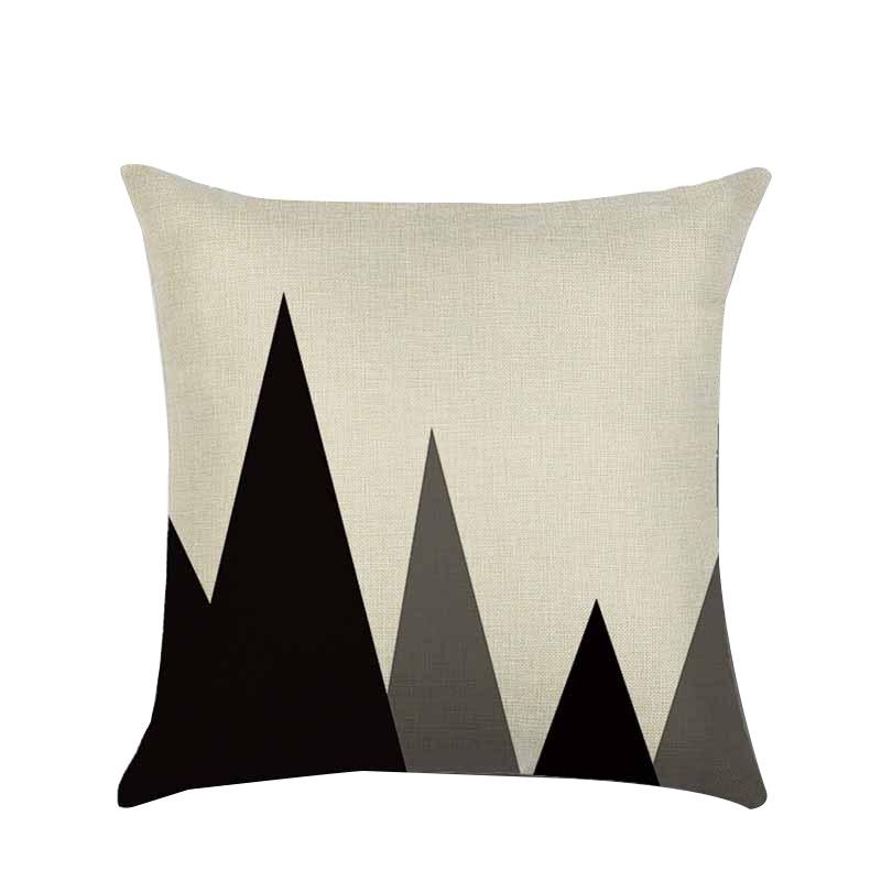 Nordic Black and White Geometric Pattern Linen Pillowcase Modern New American Triangle Abstract Style Sofa Pillow
