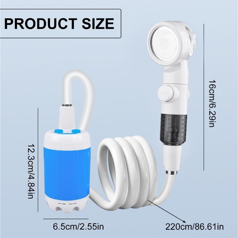 Easy Storage Camping Shower Pump Detachable Hose 4000mAh Battery Regulable Pressure For Travel And Dormitory